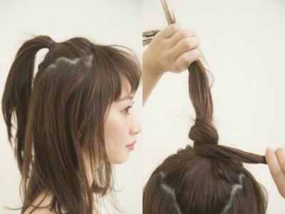 短发半扎丸子头的发型扎法 激萌有朝气的韩式短发半扎式丸子头来袭！